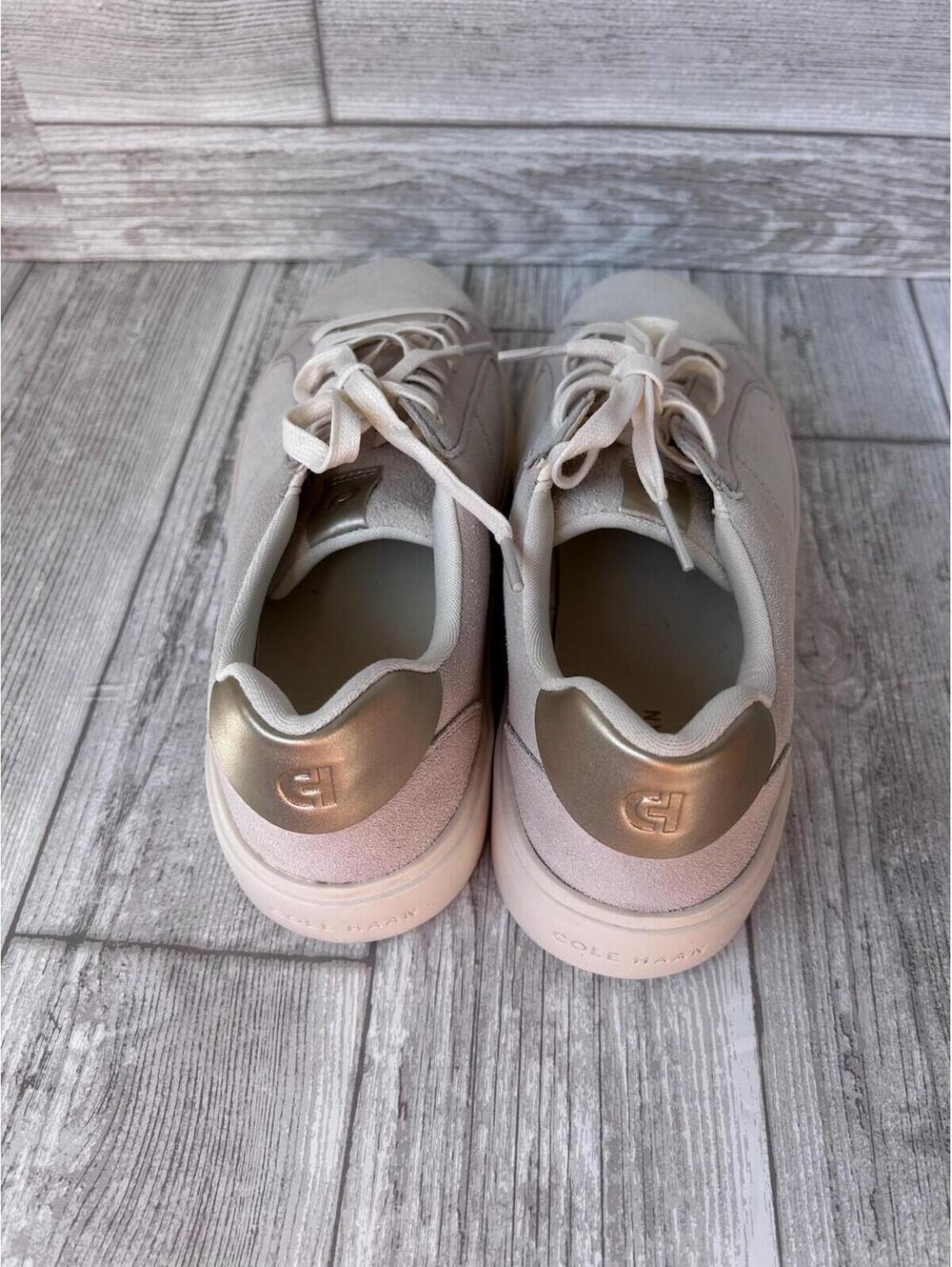 Cole Haan Women’s GC Coaster Sneakers Ivory Suede Gold Size 9B W32152 New in Box - Picture 4 of 6